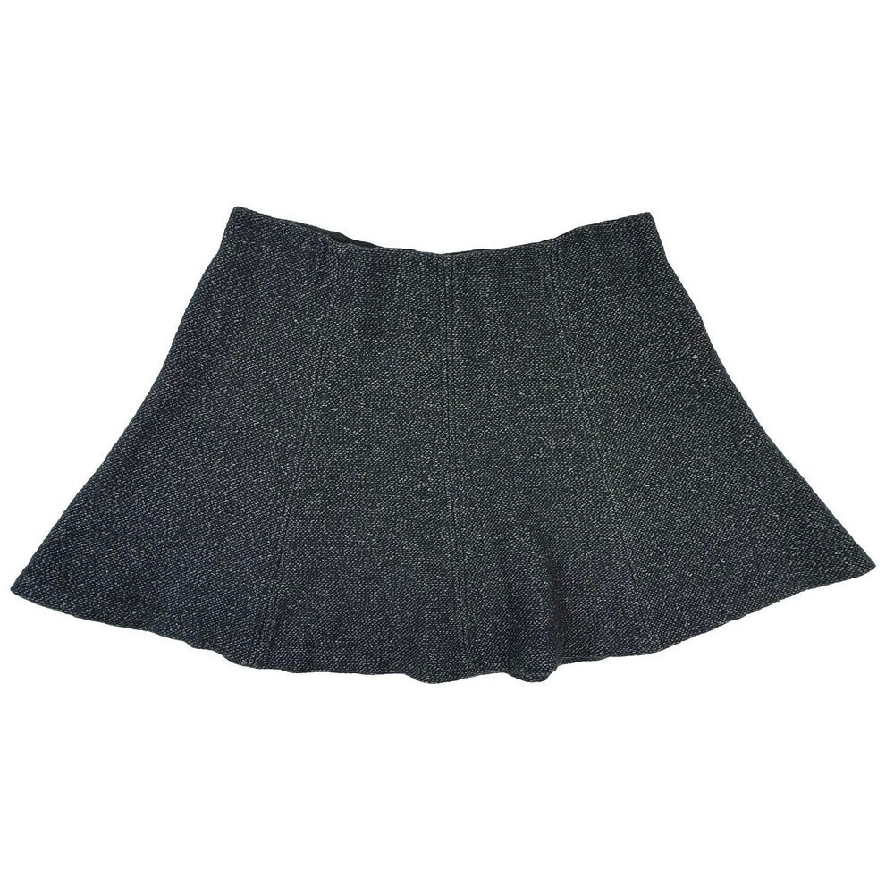 LOFT Black Knit Flare Skirt Womens LP Petite Large Pull On Work Casual